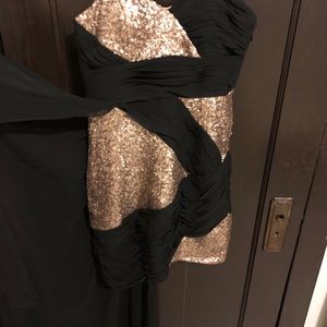 Gold and black sequin draped dress